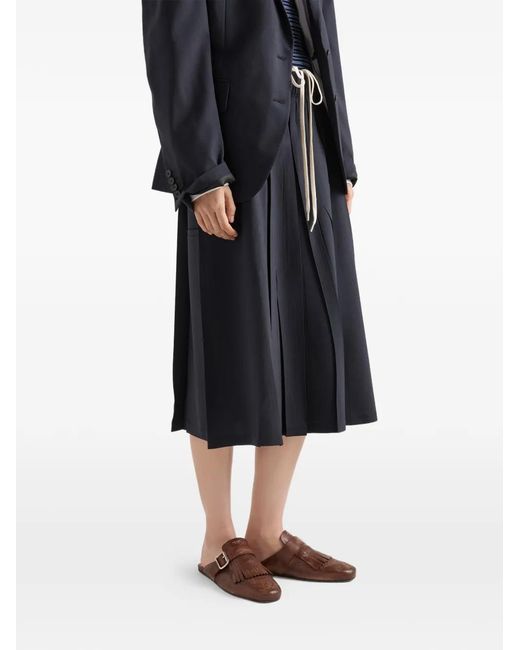 Prada Blue Light Wool Midi-skirt