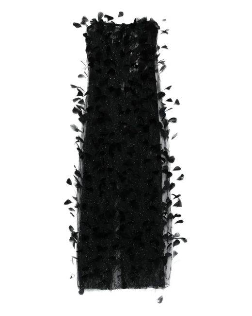 Robe En Tulle À Ornements En Plume Nissa en coloris Black