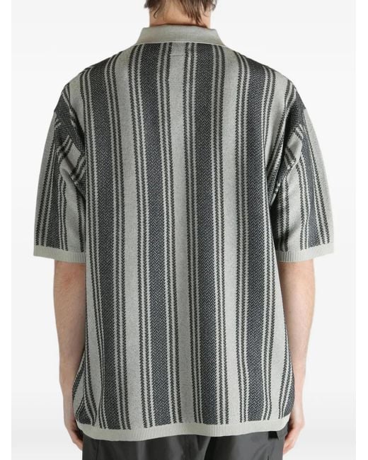 Nanamica Gray Stripe-Knit Polo Shirt for men