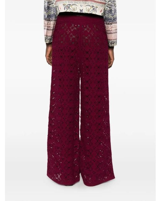 Bompard Red Crocheted Elasticated-Waist Trousers
