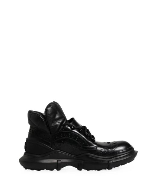 Dolce & Gabbana Black Quilted Brogue-Detail Platform Sneakers for men
