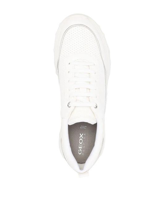 Geox White Alleniee Leather Sneakers
