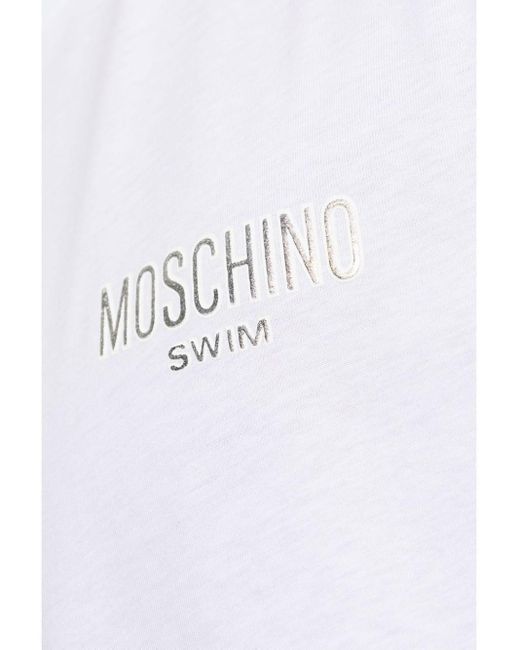 Moschino White Logo-Embroidered T-Shirt for men