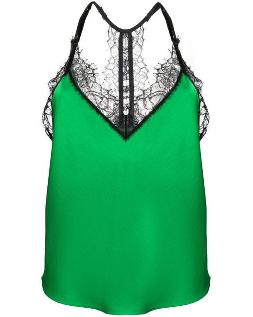 Essentiel Antwerp Lacetrimmed Slip Top in Green Lyst