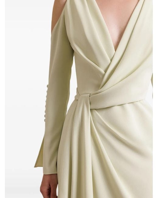 Gemy Maalouf White Draped Cut-Out Dress