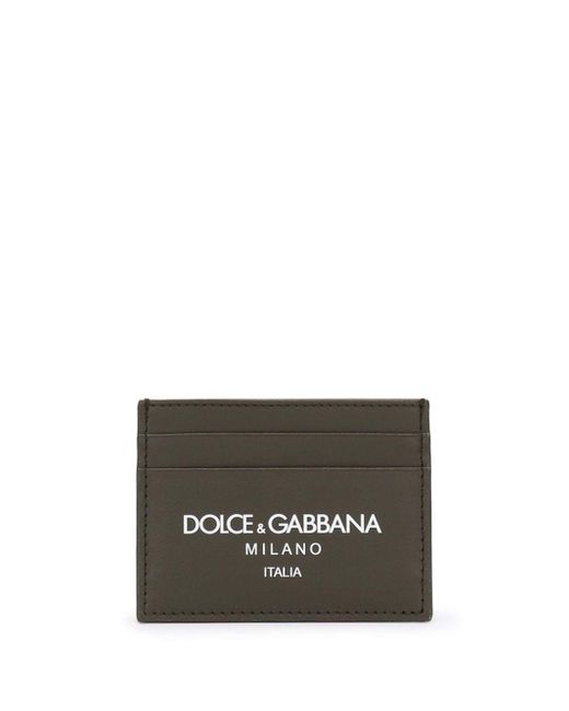 Dolce & Gabbana Gray Logo-print Leather Cardholder for men