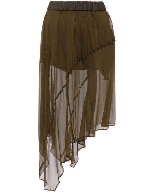 Sacai Green Semi-sheer Silk Skirt