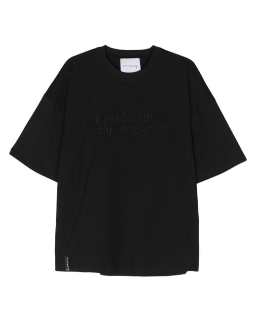 John Richmond Black Slogan-embroidered T-shirt for men