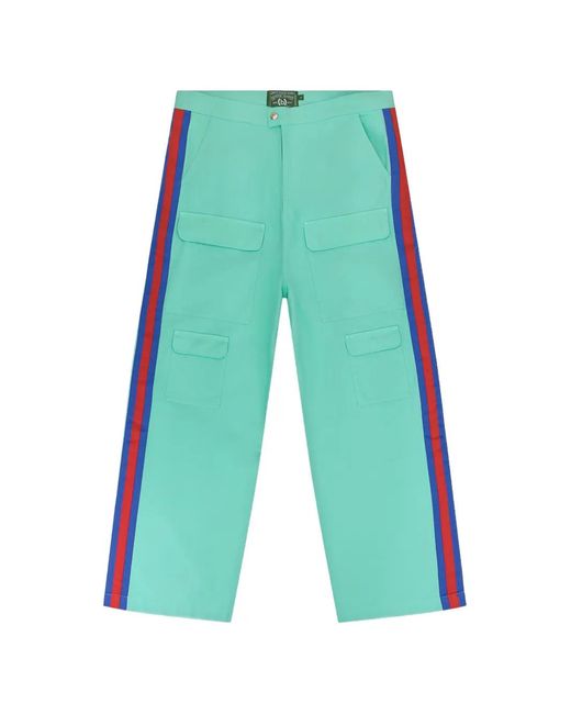 DENIM TEARS Green Side-Stripe Cargo Trousers for men