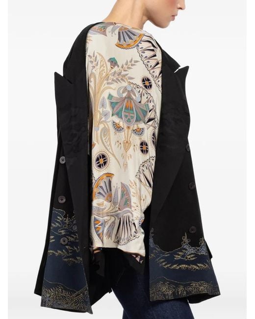 Ibrigu Black Double-Breasted Printed Jacket