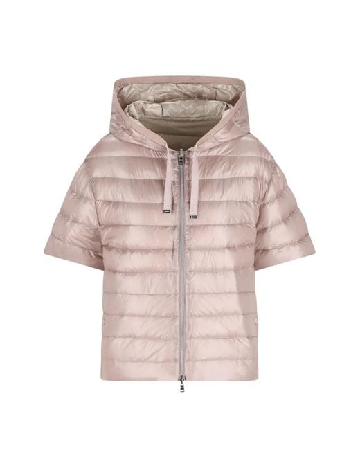 Herno Pink Hooded Short-Sleeve Coat