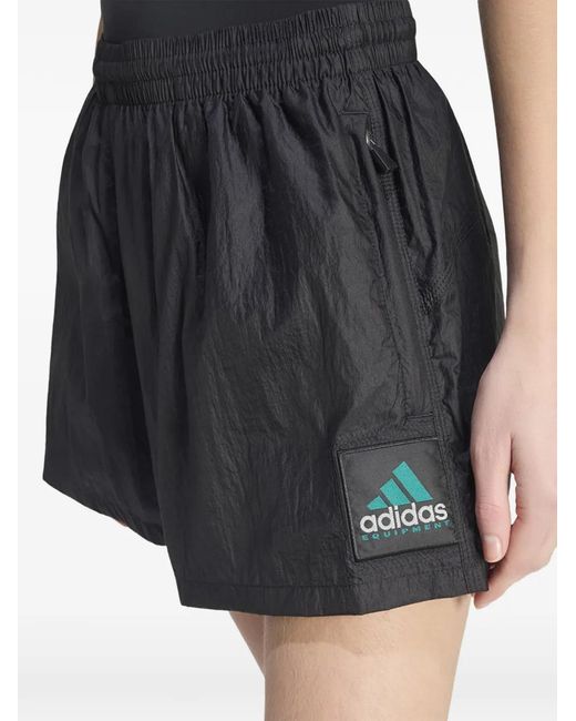 Adidas Black Equipment Logo-Patch Shorts