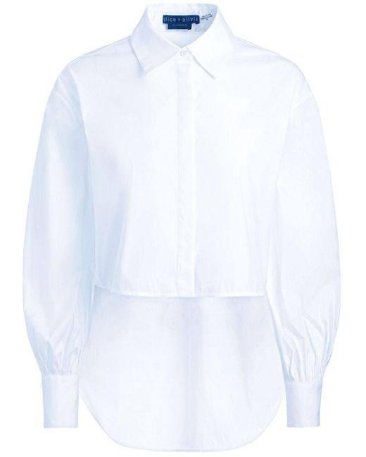 Camicia Finely con bordo asimmetrico di Alice + Olivia in White