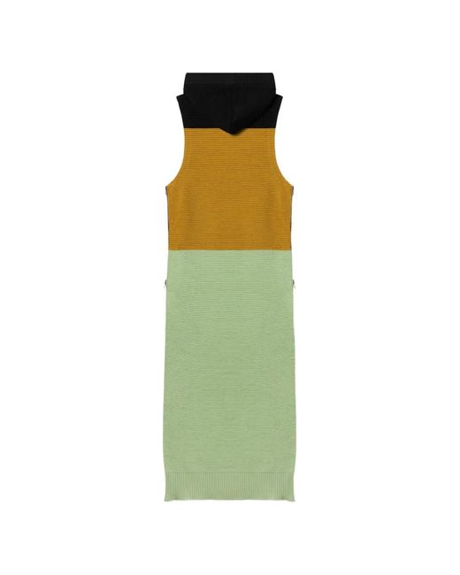 LaDoubleJ Green Colour Block Hooded Maxi Dress
