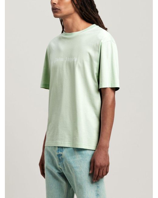 T-shirt en coton à logo imprimé Palm Angels pour homme en coloris Green