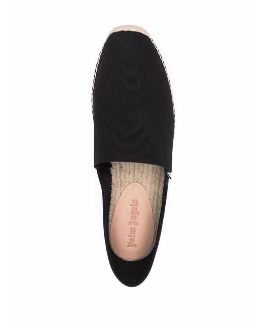 Palm Angels Black Logo-Patch Raffia Espadrilles for men