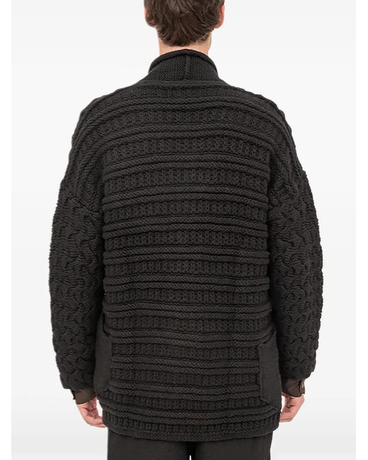 DEVOA Black Textured Cardigan for men