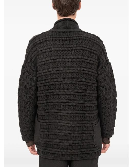 DEVOA Black Textured Cardigan for men