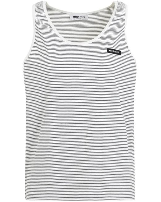 Top de tirantes a rayas Miu Miu de color Gray