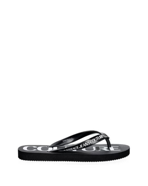 Versace Jeans Couture White Logo-Print Flip-Flops
