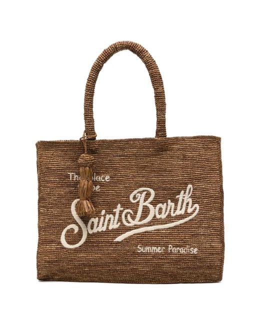 Mc2 Saint Barth Brown Vanity Logo-Embroidered Tote Bag