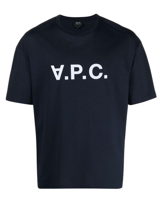 メンズ A.P.C. River フロックロゴ Tシャツ Blue