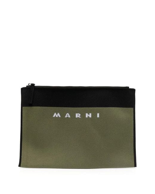 Marni Black Logo-Jacquard Clutch Bag for men