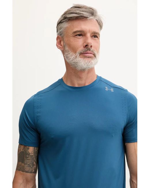 Under Armour Blue Velociti Pro Perforated-Detail Logo-Print T-Shirt for men