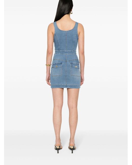 Elisabetta Franchi Blue Denim Mini Dress With Buttons