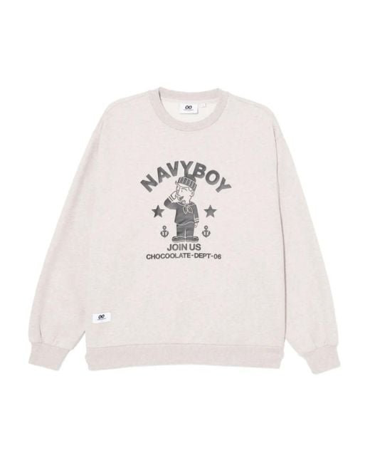 Chocoolate White Graphic-Print Sweatshirt for men