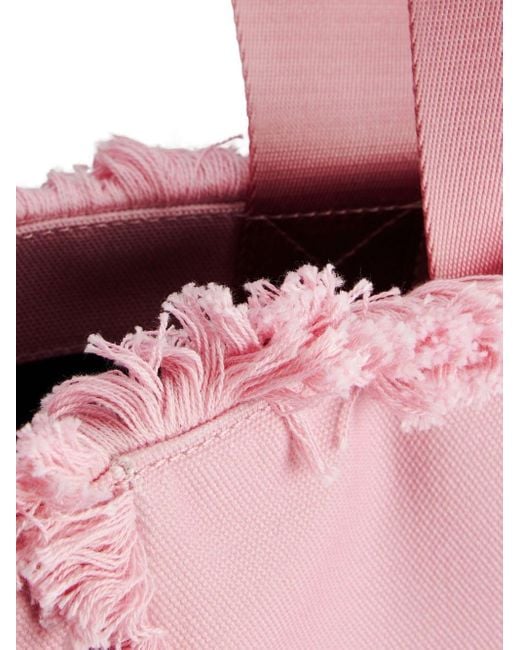 HUGO Pink Logo-embroidered Frayed Tote Bag