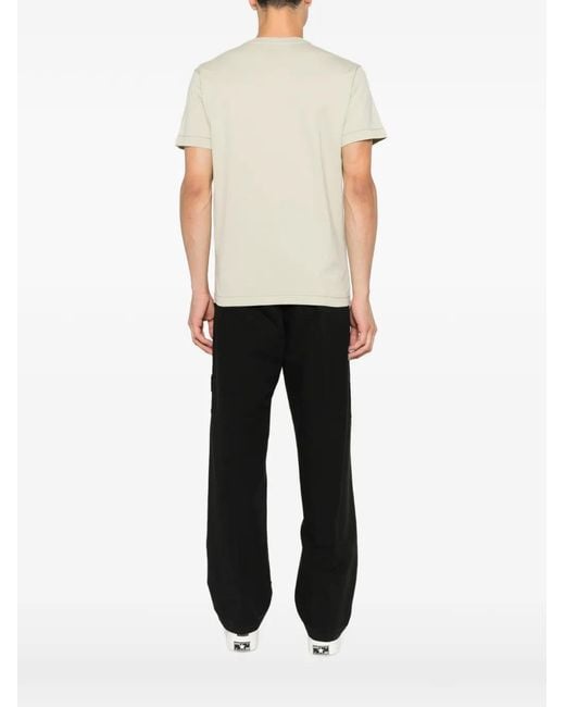 Stone Island White Logo-Patch T-Shirt for men