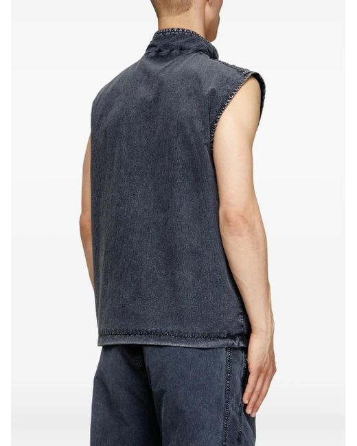 DIESEL Blue J-Erb Denim-Effect Sleeveless Gilet for men