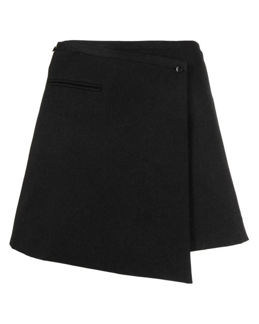 GOODIOUS Black Asymmetric Mini Skirt