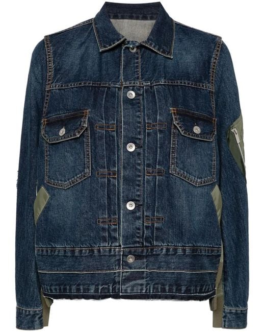 Sacai Blue Panelled Denim Jacket