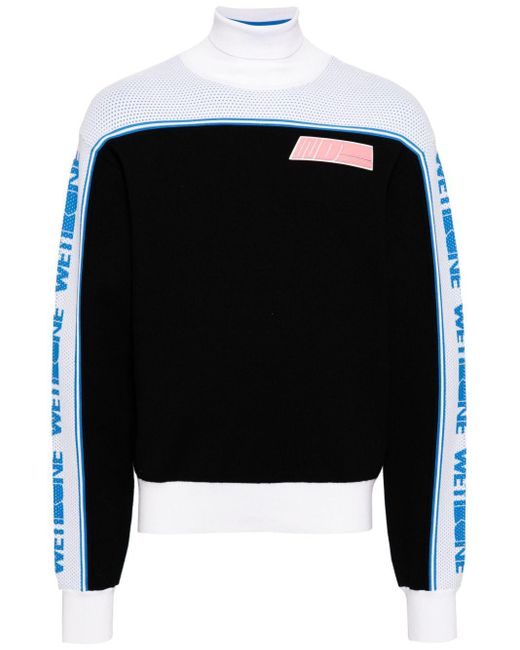 we11done Black Roll-neck Mesh-panelled Sweatshirt for men