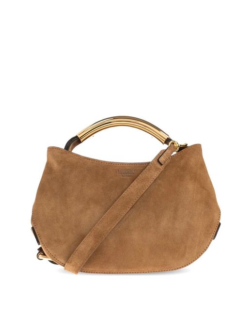 Moschino Brown Small Handle Me Tote Bag