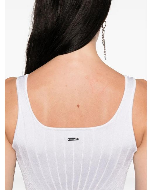 Mugler White Ribbed Tank Top