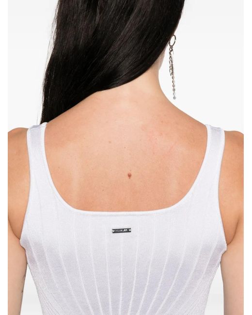 Mugler White Geripptes Trägershirt