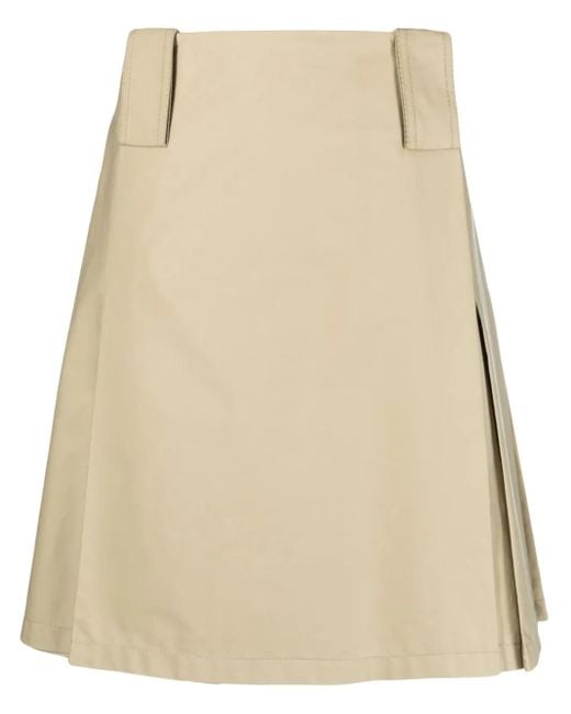 Burberry Natural Pleat-Detail A-Line Midi Skirt