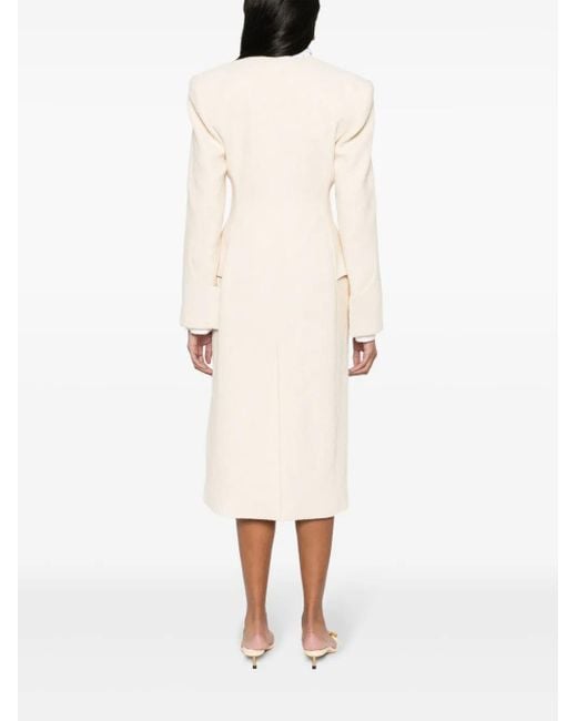 Jacquemus White Neutral Le Manteau Cubo Coat - Women's - Polyamide/spandex/elastane/cotton/viscosespandex/elastanecotton