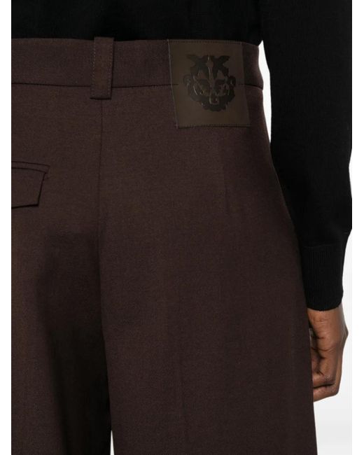 Pinko Brown Balbino Logo-Patch Wide-Leg Trousers