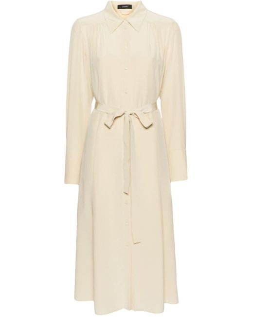 Ruched belted silk shirtdress di Joseph in Natural