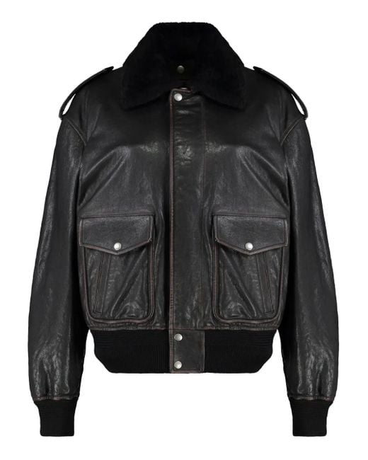 Saint Laurent Black Lambskin bomber jacket