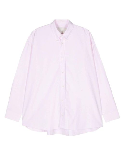 Camisa con logo bordado Studio Nicholson de hombre de color Pink