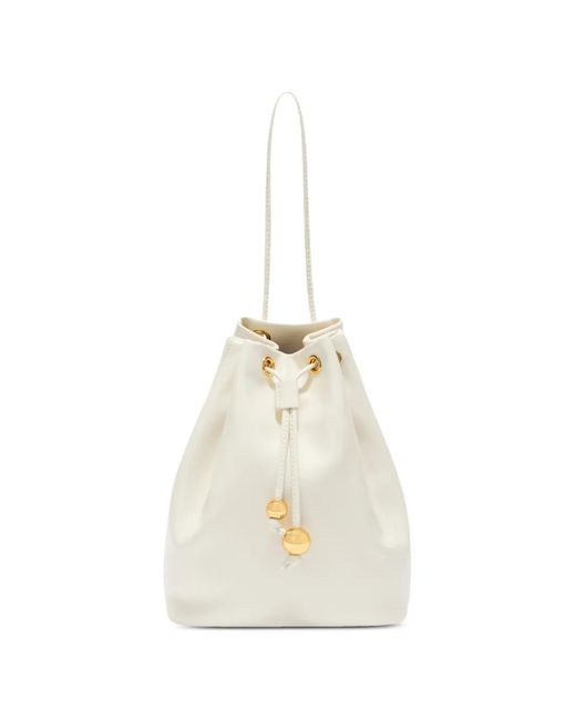 Furla White Mini Sfera Spft Drawstring Bucket Bag