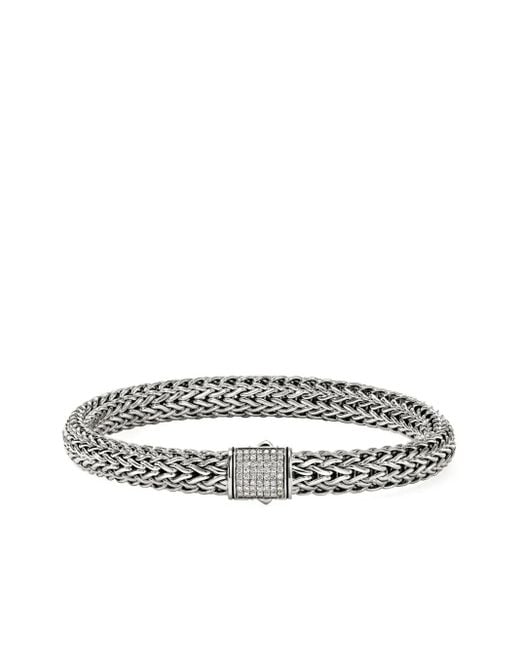 John Hardy Sterling Zilveren Schakelarmband Met Diamant in het White