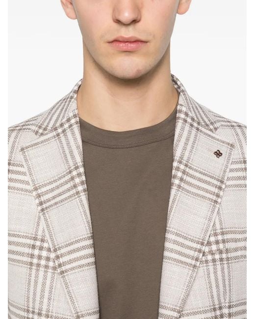 Tagliatore White Checked Single-Breasted Blazer for men