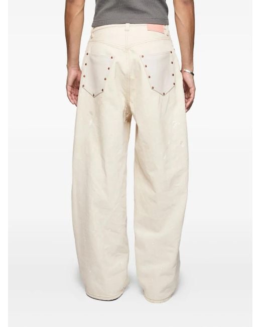 Acne White 2023 Logo-Patch Jeans for men