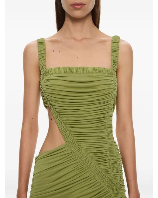 Christopher Esber Green Orion Separation Cut-Out Ruched Gown